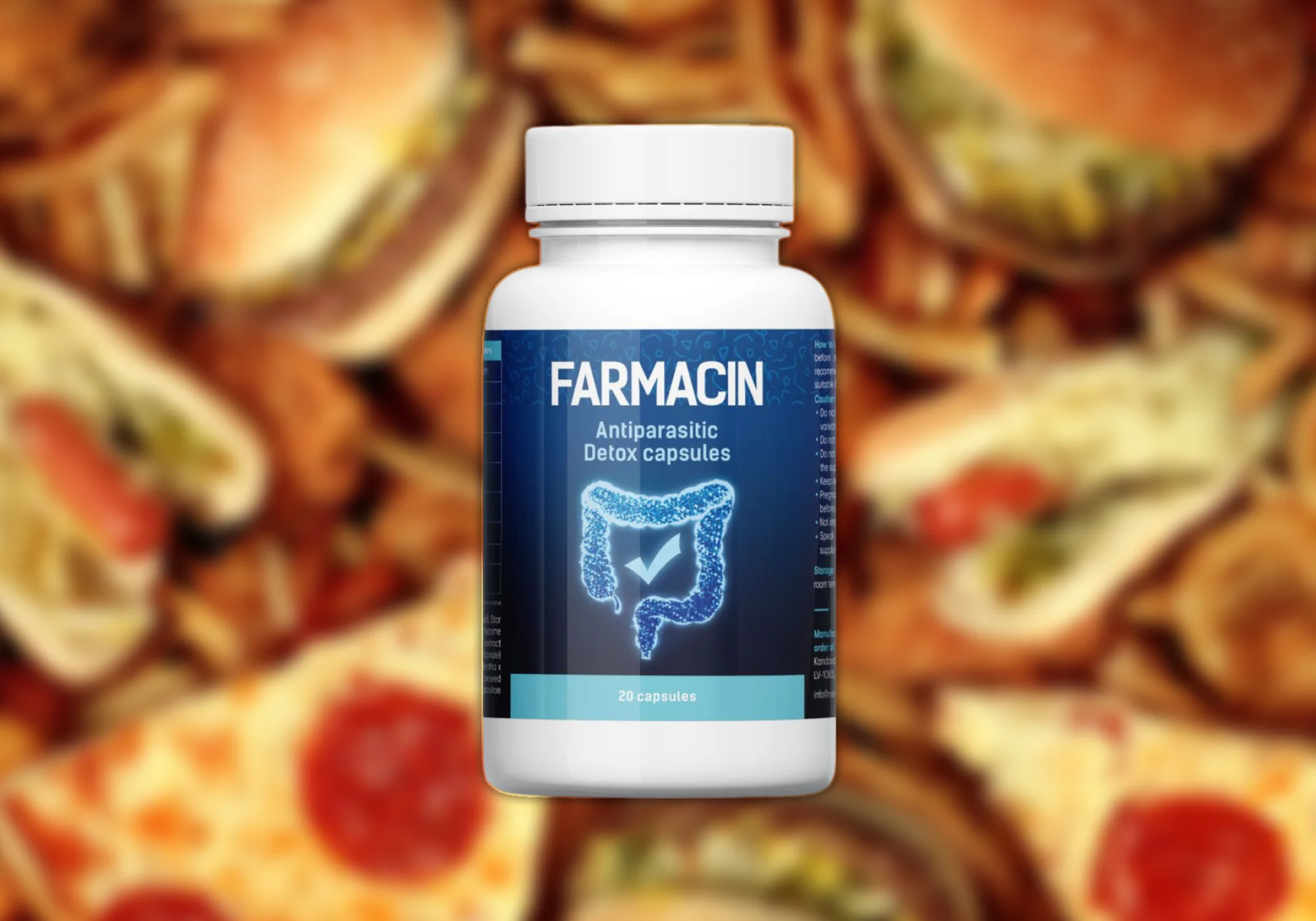 A Farmacin étrend-kiegészítő csomagolása az emésztőrendszer egészségének támogatására