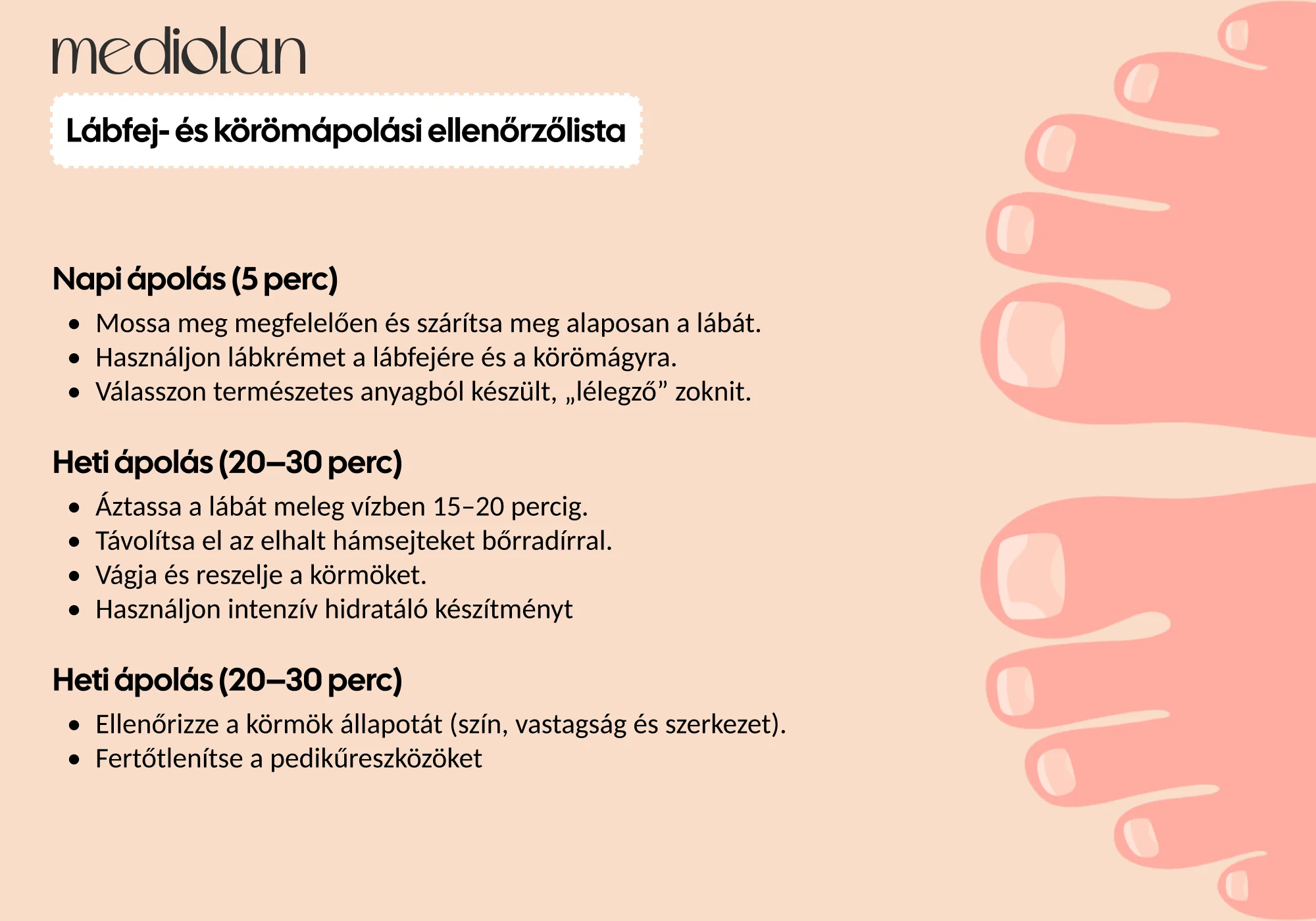 Láb- és körömápolási ellenőrzőlista